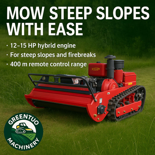 Oil-Electric Hybrid Remote-Control Tracked Brush Cutter | High-Torque | CE Certified | Ideal for Landscaping, Orchards & Slopes